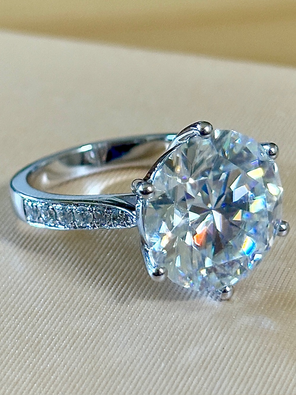 The 10ct “Tulip Ring” with .50ctw pavé shoulders in sterling silver and 18k!